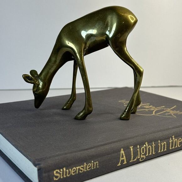 1950's Brass Deer Figurine Mid Century Decor Vintage MCM Collectable Whimsical - Picture 2 of 8